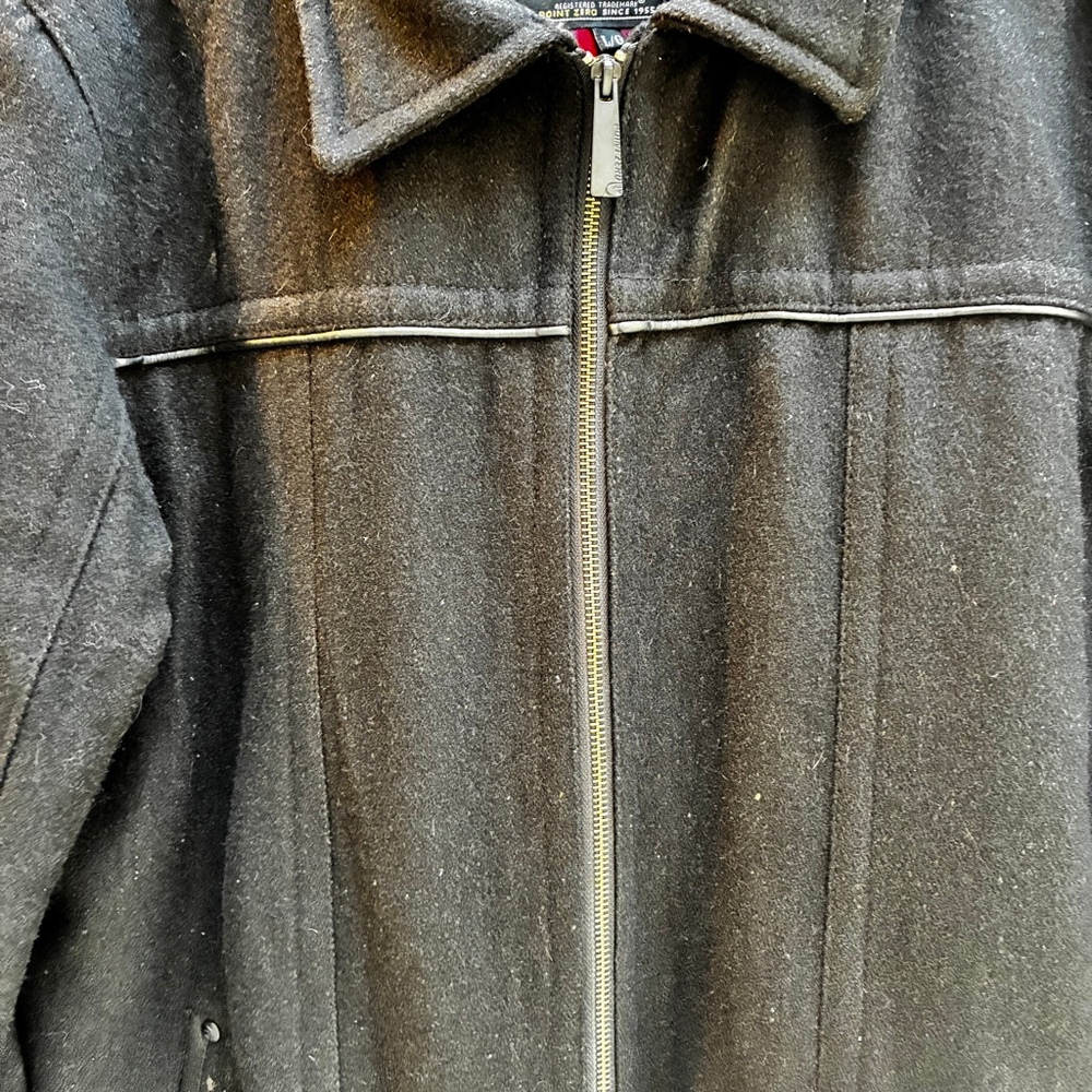 Point Zero Men’s Black Wool Blend Coat Bomber Timeless Classic Winter Warm Layer - Picture 5 of 16